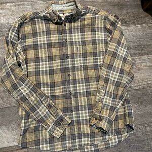 Woolrich Men's Plaid Shirt in Gray, Cream and Yellow